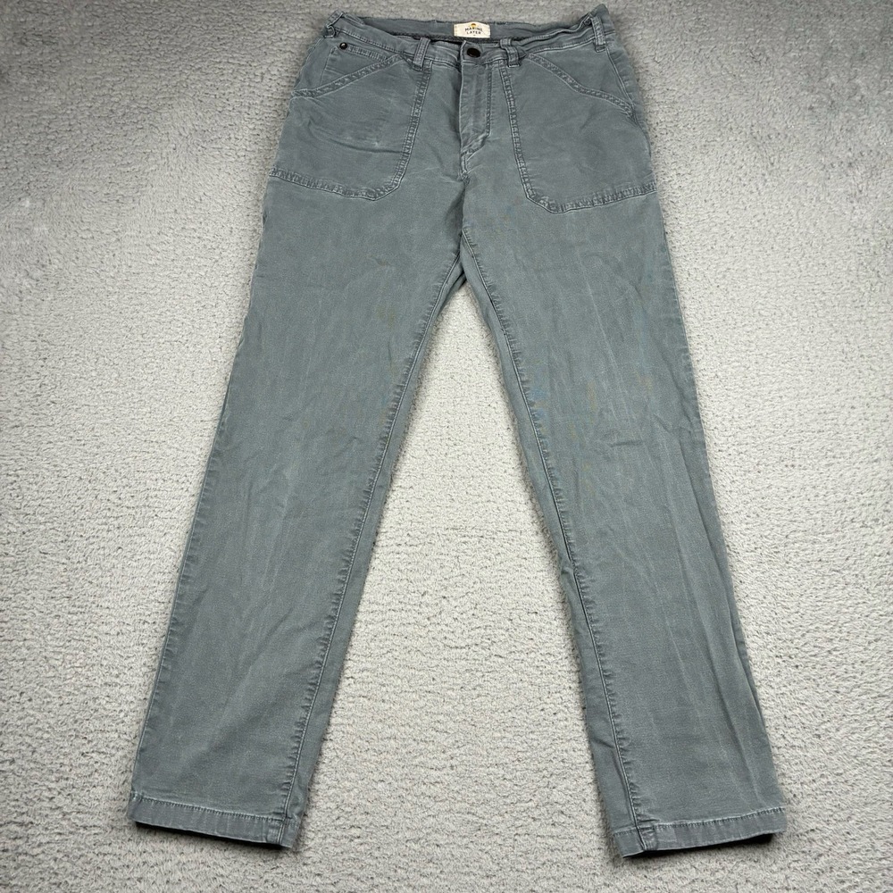 Marine Layer Men's 30 Green Relaxed Utility Pants Cotton Stretch Chino Faded